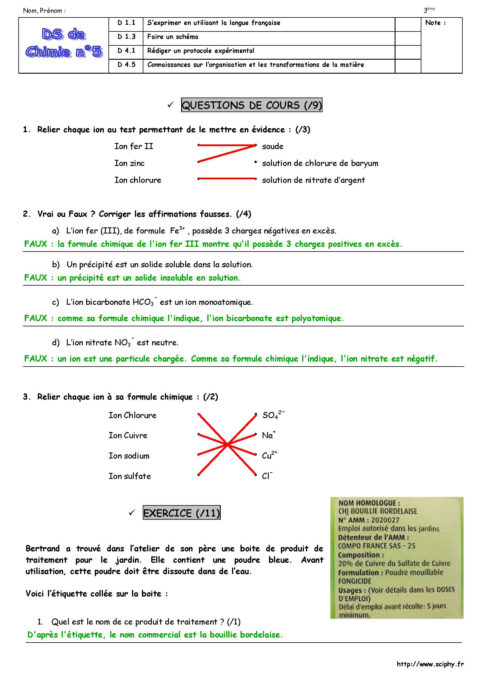 DS5 3 ème mise en évidence ions précipitation Page 1