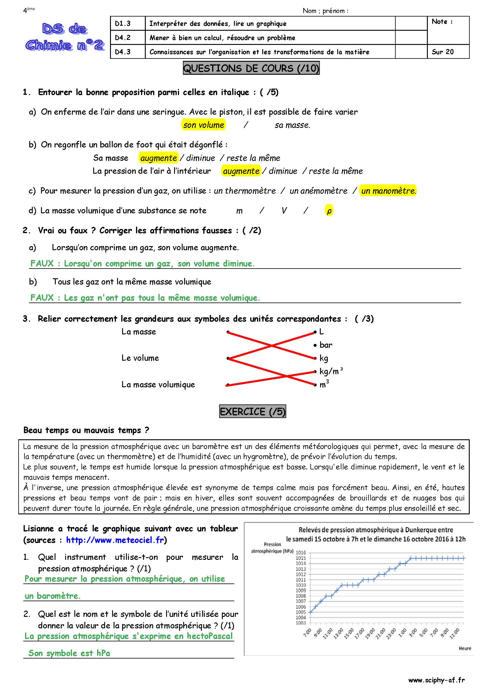 DS 2 4ème Prop Gaz masse volumique 2018 2019 Page 1