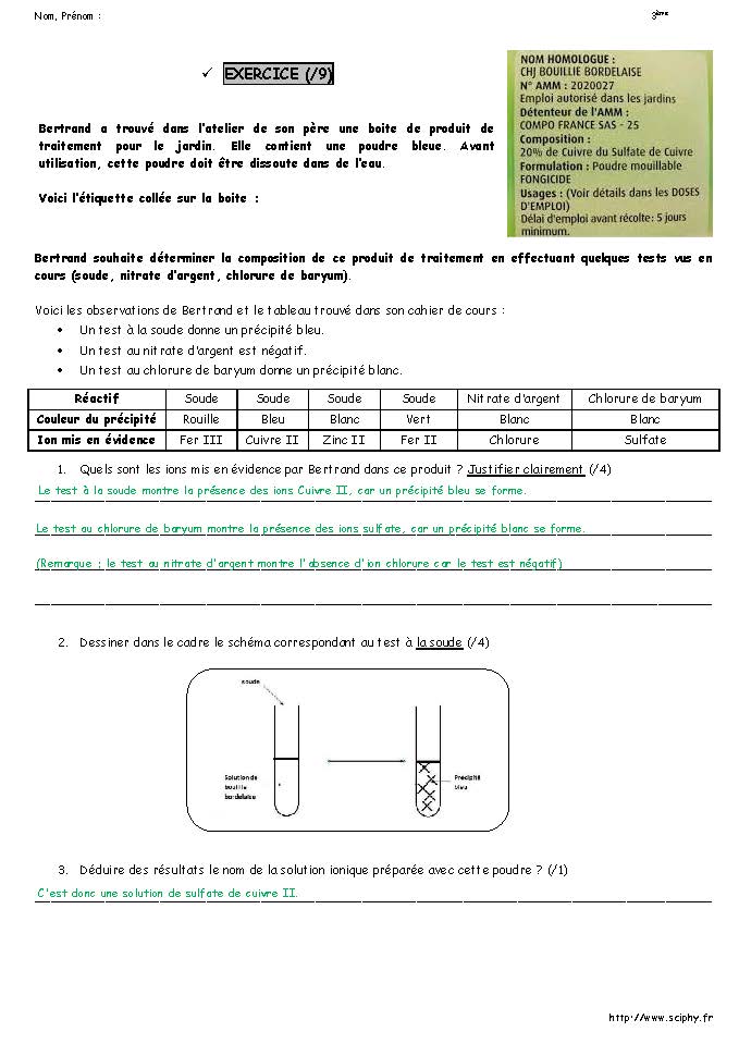 DS4 3 ème mise en évidence ions précipitation 2023 correction Page 2